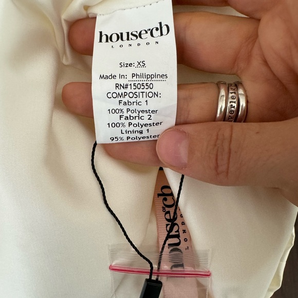 House of CB Dresses House Of Cb Carlyn Ivory Satin Balloon Sleeve